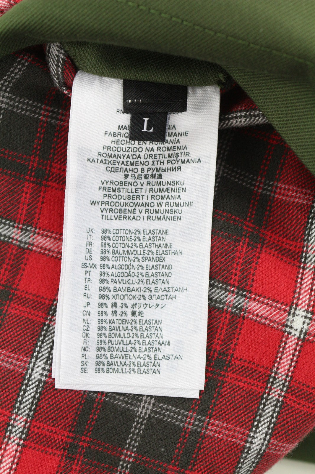 DIESEL J-Harry Men Jacket L Green Band Neck Pockets Plaid Lined  RRP€350