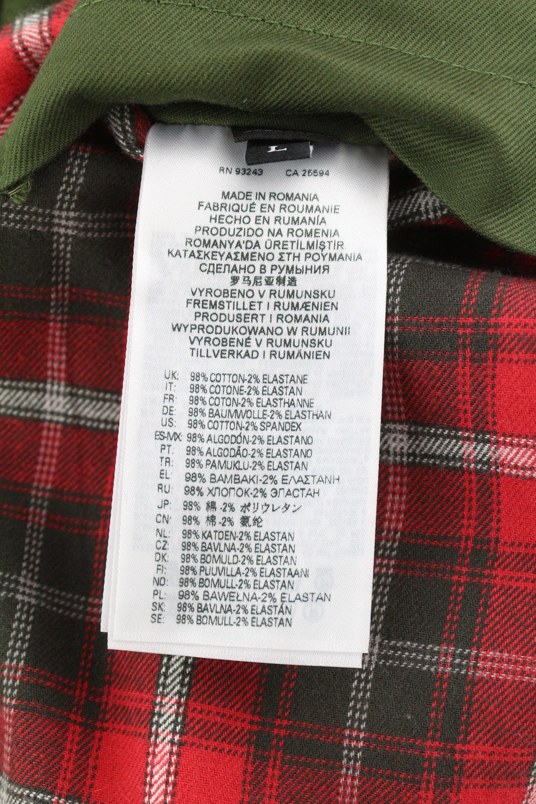 DIESEL J-Harry Men Jacket L Green Band Neck Pockets Plaid Lined  RRP€350