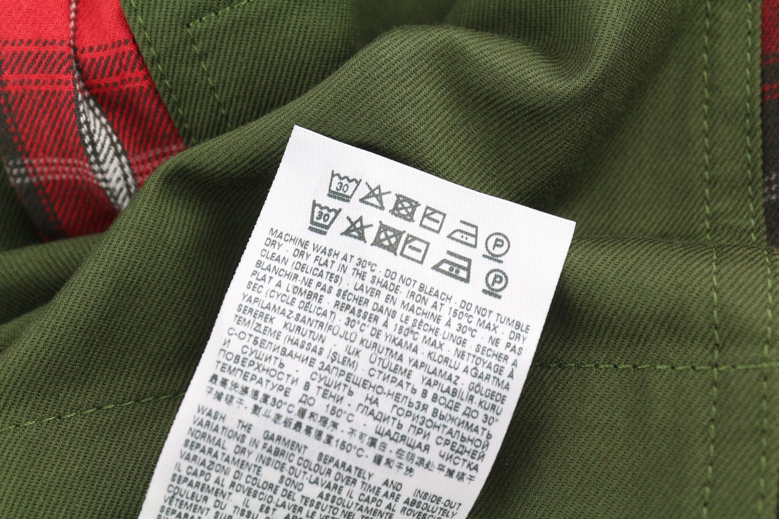 DIESEL J-Harry Men Jacket L Green Band Neck Pockets Plaid Lined  RRP€350