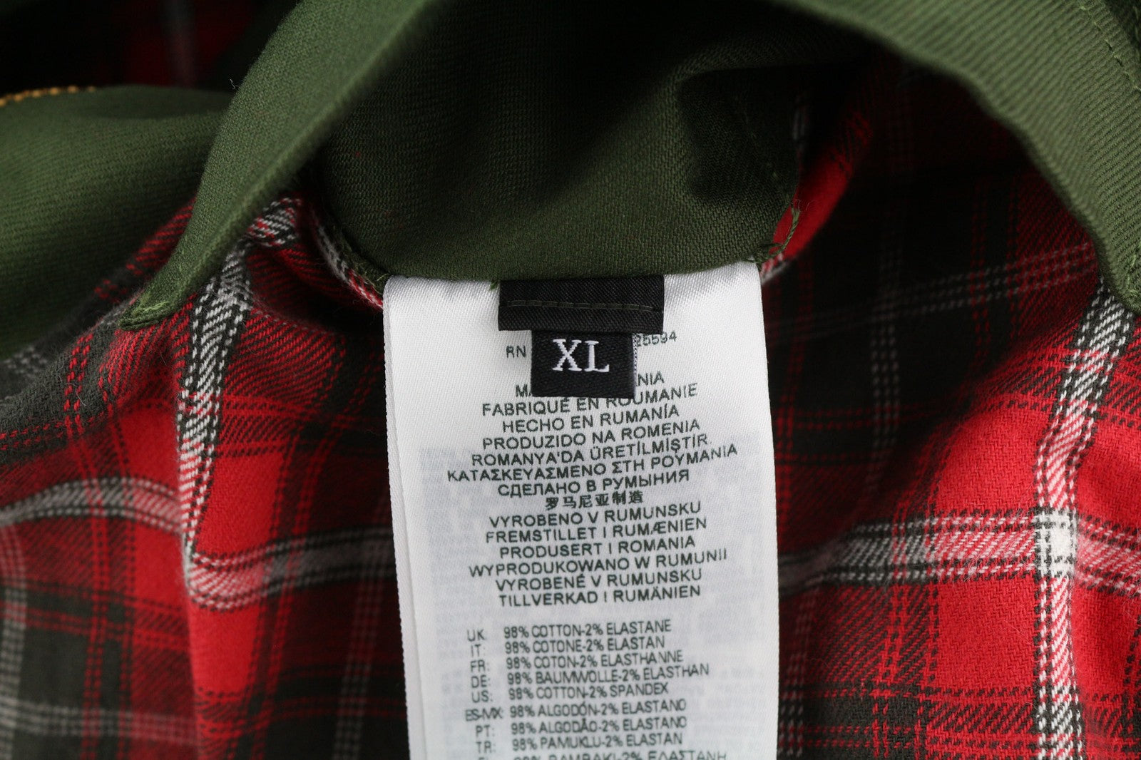 DIESEL J-Harry Mens Jacket XL Green Band Neck Pockets Plaid Lined RRP€350