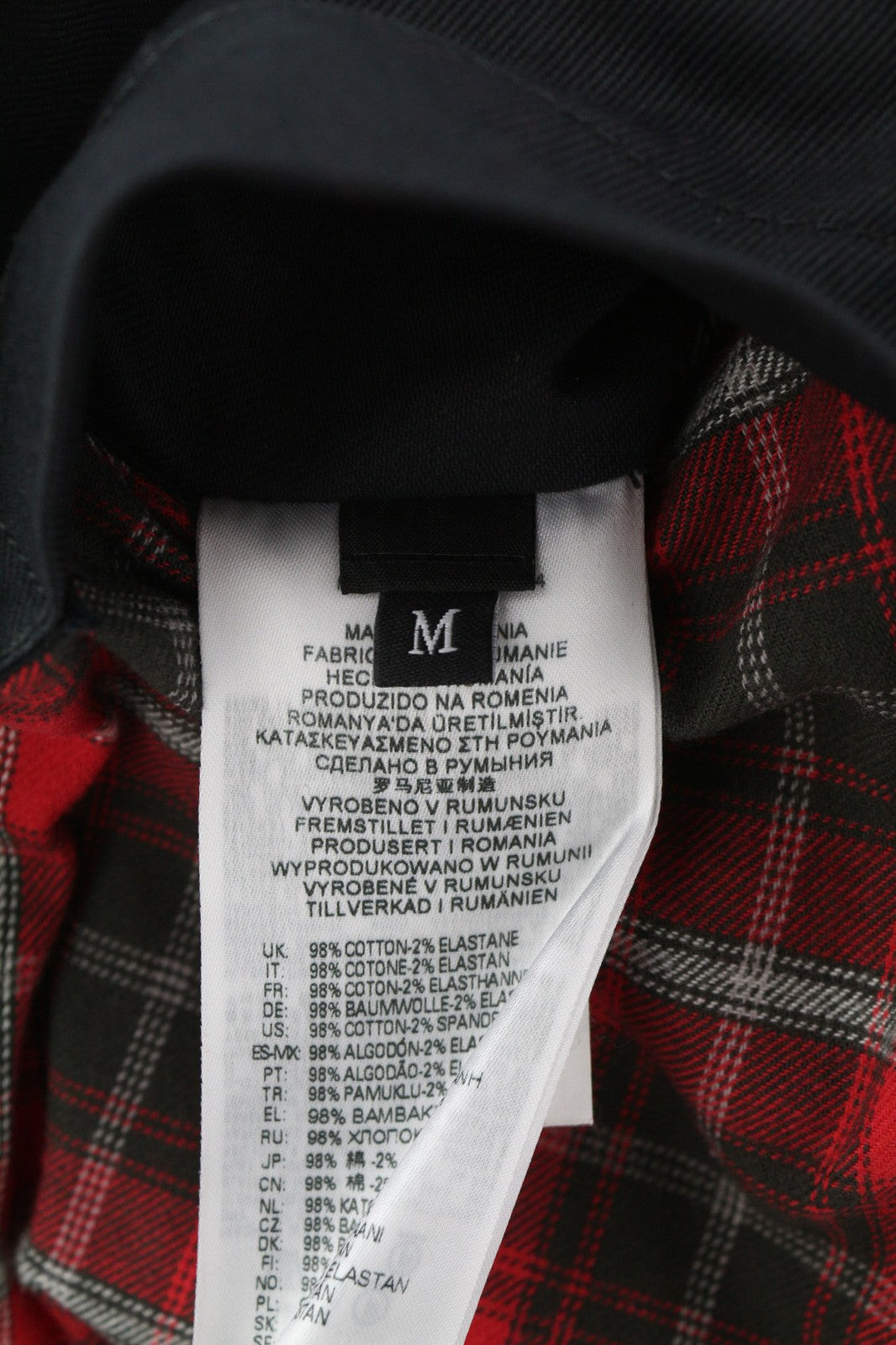 DIESEL J-Harry Men Jacket M Black Band Neck Pockets Plaid Lined RRP€350