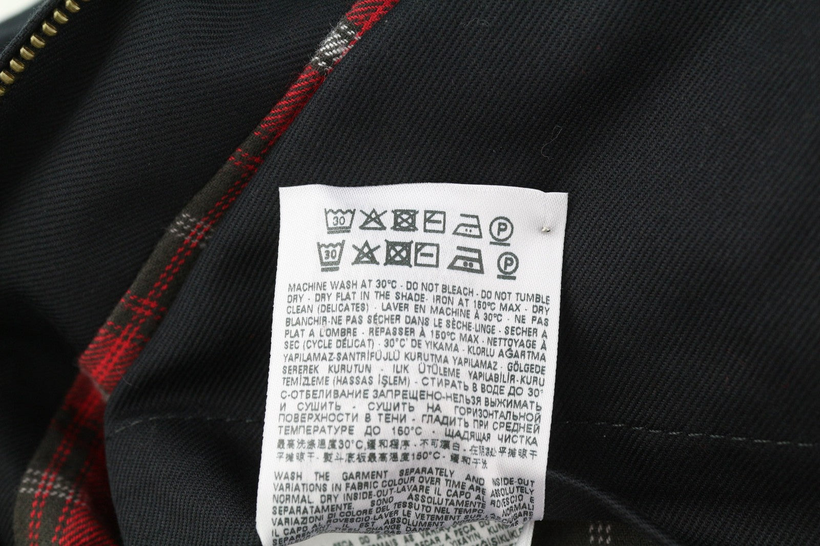 DIESEL J-Harry Men Jacket M Black Band Neck Pockets Plaid Lined RRP€350