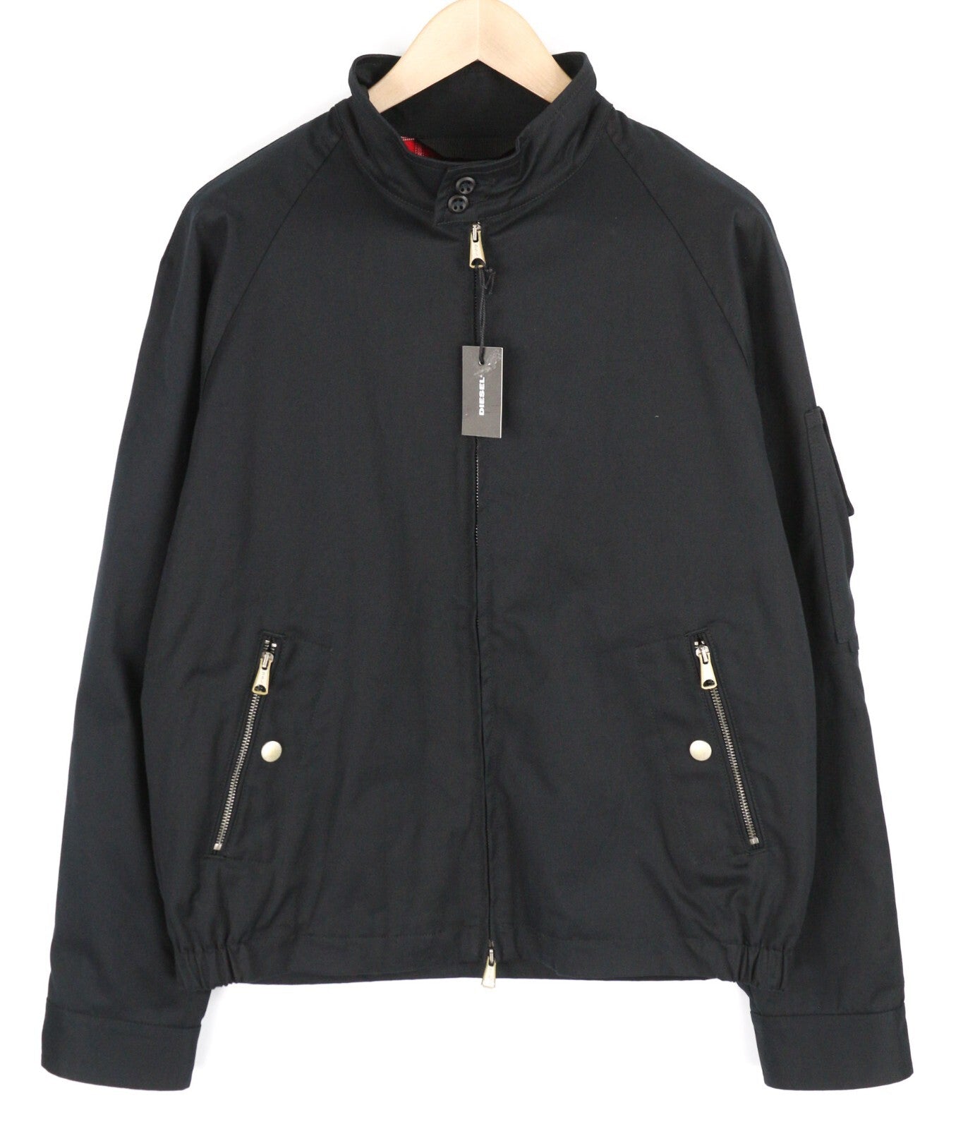 DIESEL J-Harry Mens Jacket L Black Band Neck Pockets Plaid Lined RRP€350