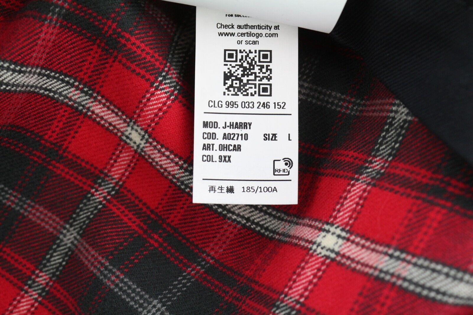 DIESEL J-Harry Mens Jacket L Black Band Neck Pockets Plaid Lined RRP€350