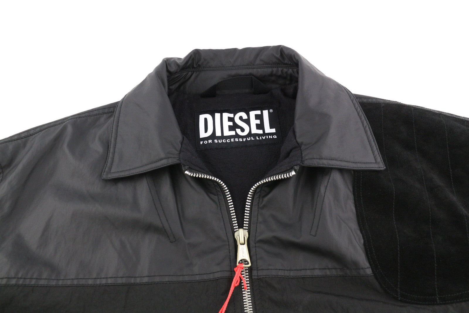 DIESEL J-Tech Mens Jacket XL Black Leather Coated Insulated Pockets RRP€325