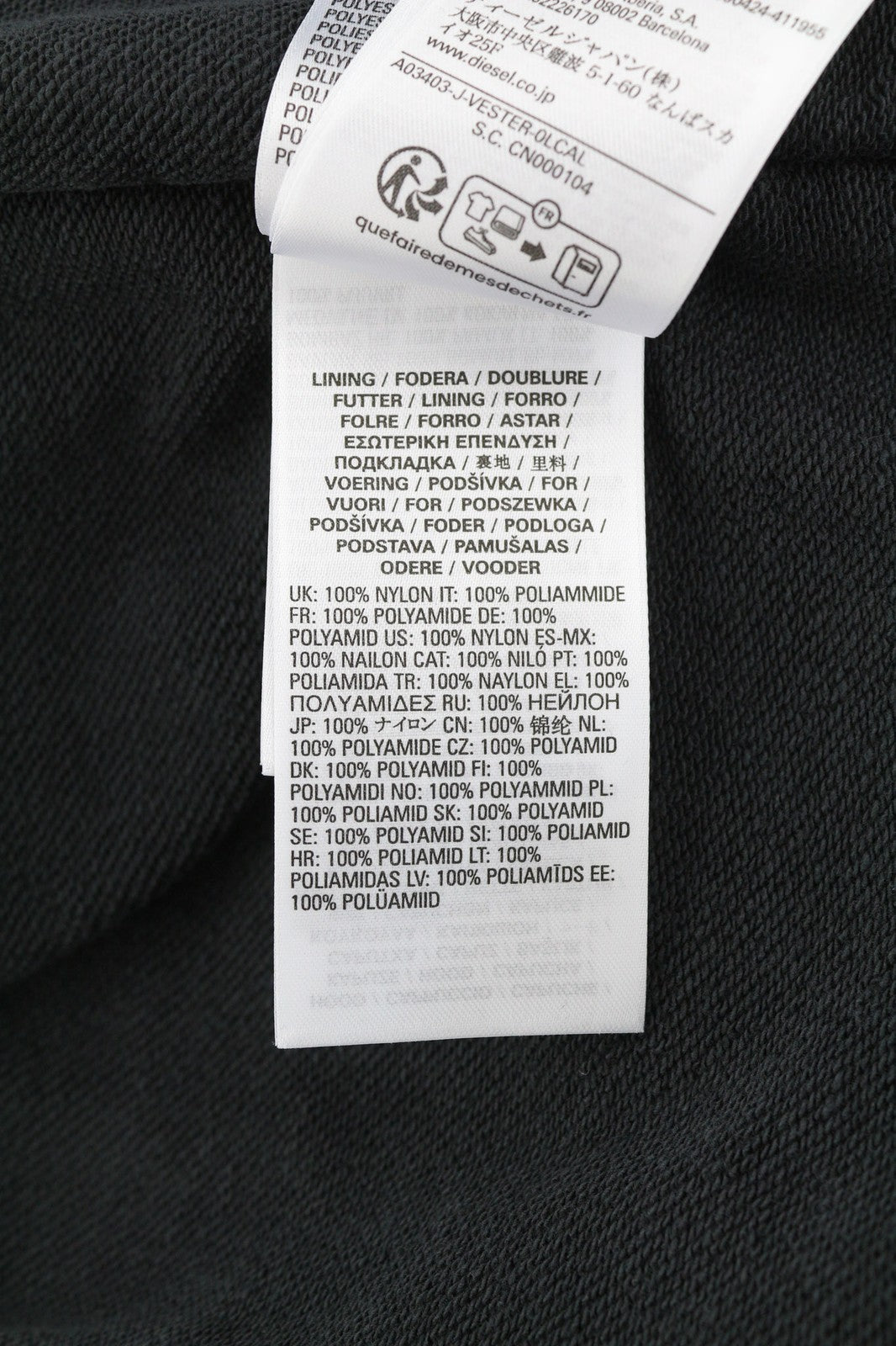 DIESEL J-Vester Mens Jacket XL Black Hooded Insulated Lined Pockets RRP€250