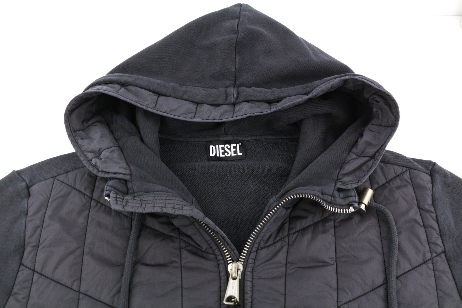 DIESEL J-Vester Mens Jacket XL Black Hooded Insulated Lined Pockets RRP€250