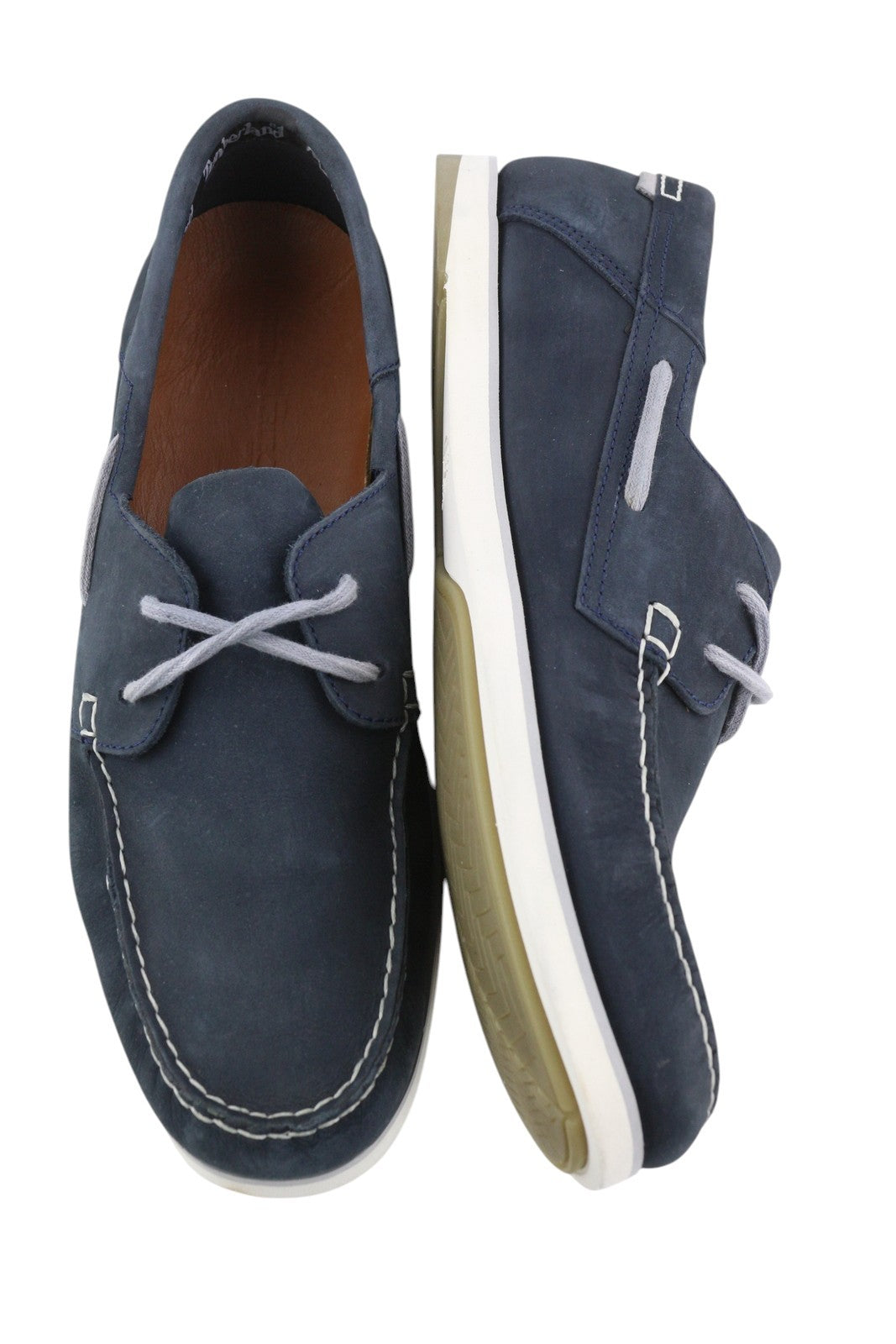 TIMBERLAND A416H Men Shoes EU47.5 Blue Leather Slip On Laced Loafers True Cloud