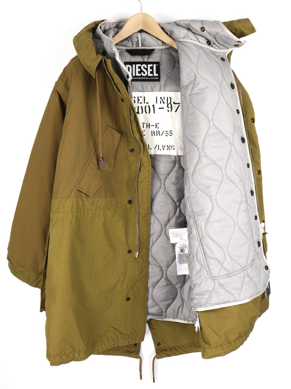 DIESEL W-Miles Mens Jacket XL Parka Removable Lining Hooded Insulated RRP€475