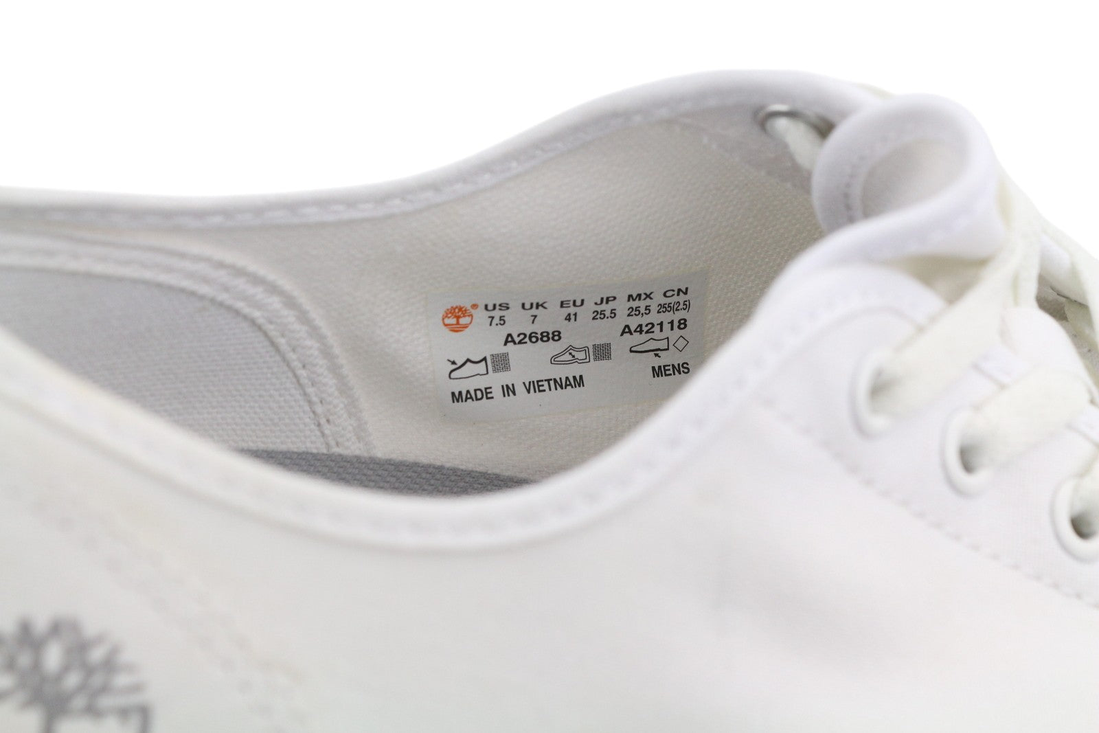 TIMBERLAND A2688 Men Sneakers EU41 White Textile Low Top Lace Up Logo Trainers