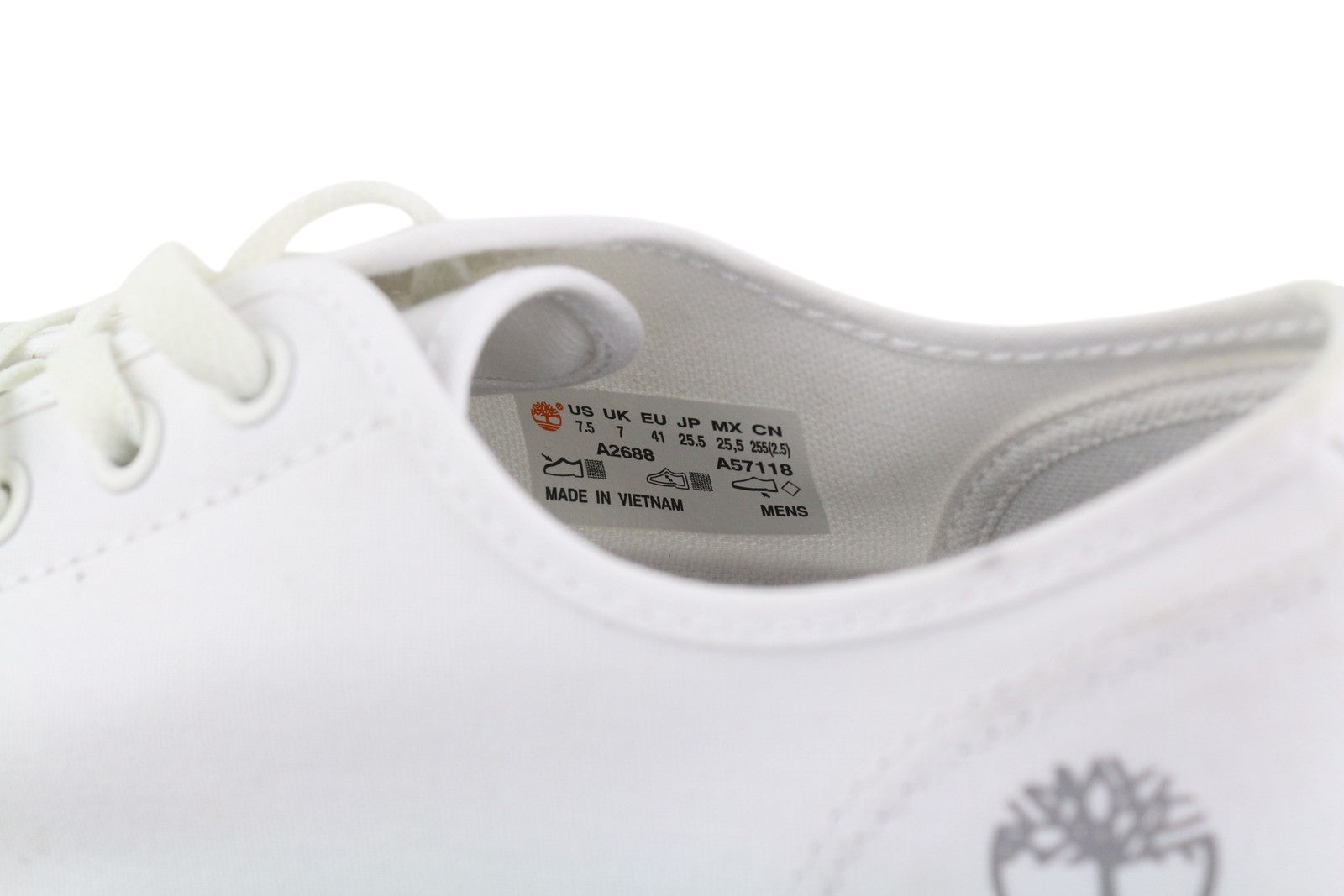 TIMBERLAND A2688 Men Sneakers EU41 White Textile Low Top Lace Up Logo Trainers