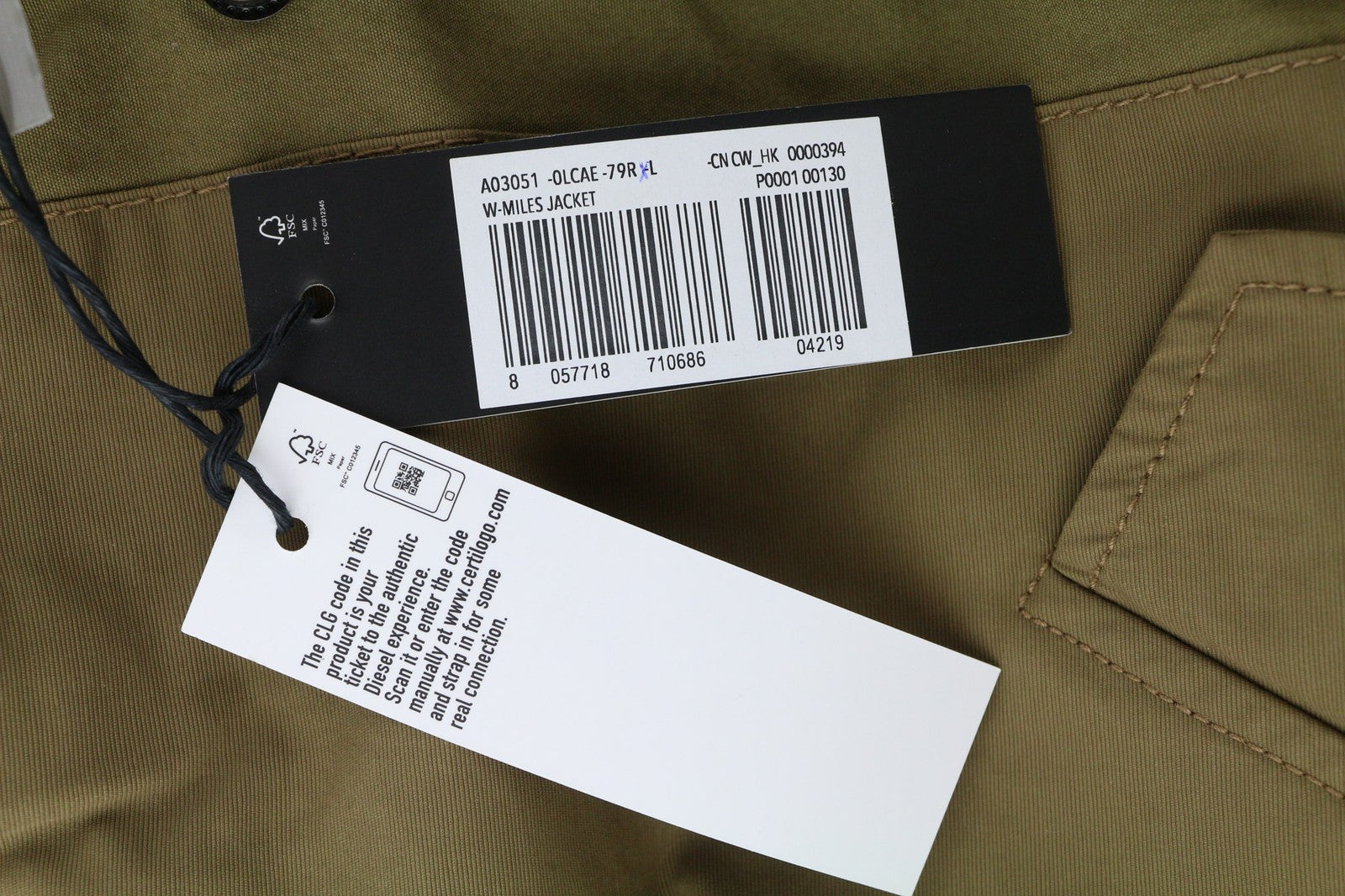 DIESEL W-Miles Mens Jacket XL Brown Removable Lining Hooded Padded RRP€475