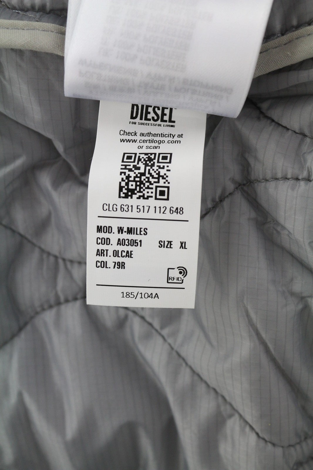 DIESEL W-Miles Mens Jacket XL Brown Removable Lining Hooded Padded RRP€475