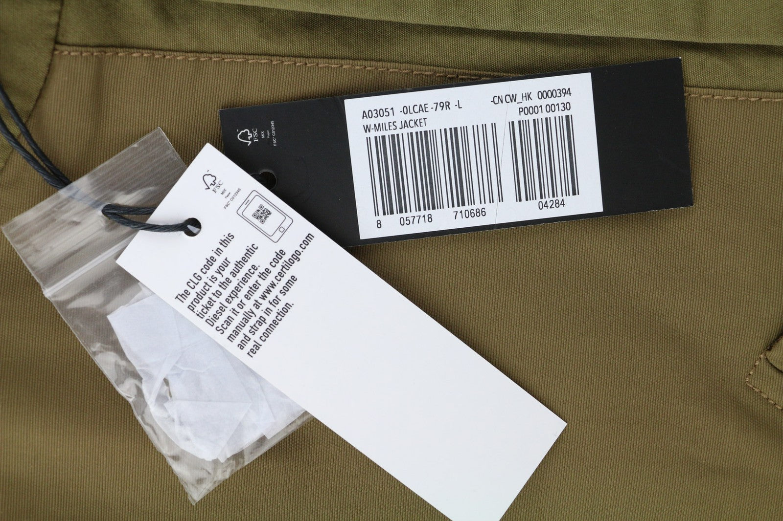 DIESEL W-Miles Men Jacket L Brown Removable Lining Hooded Padded RRP€475