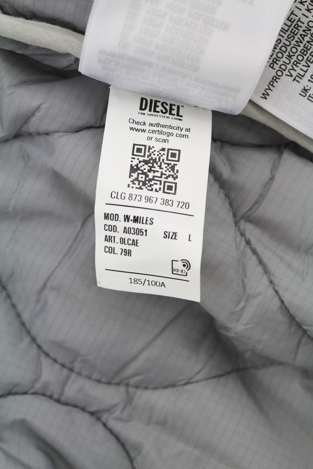 DIESEL W-Miles Men Jacket L Brown Removable Lining Hooded Padded RRP€475