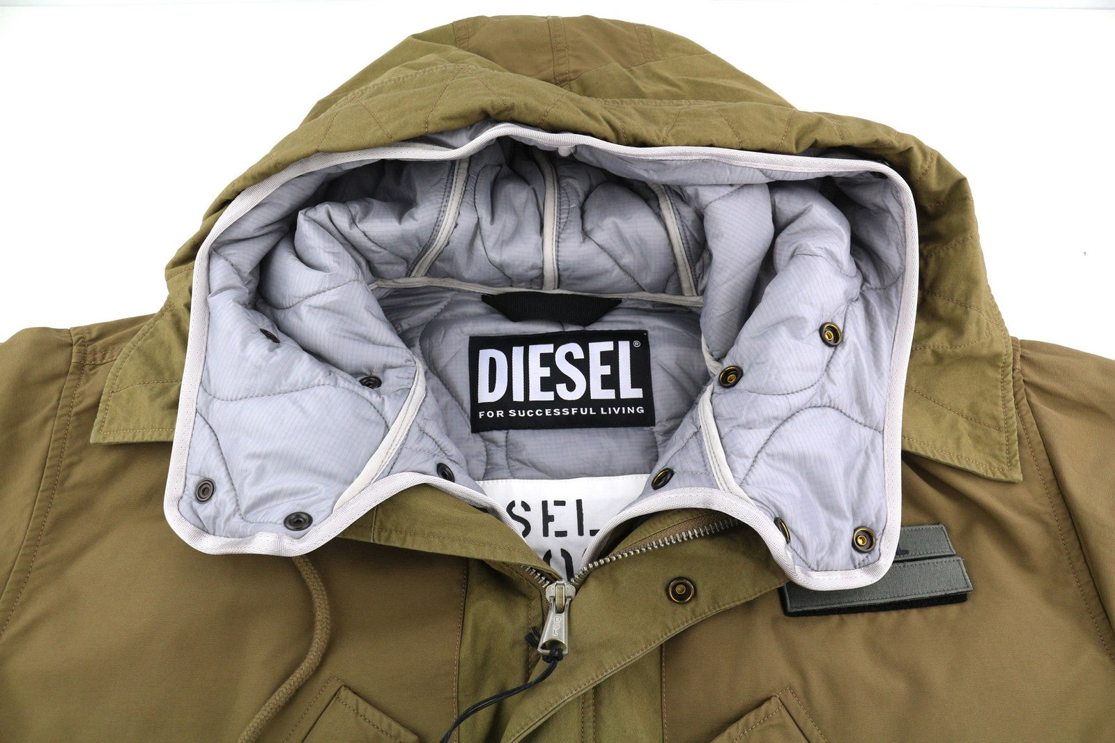 DIESEL W-Miles Men Jacket L Brown Removable Lining Hooded Padded RRP€475