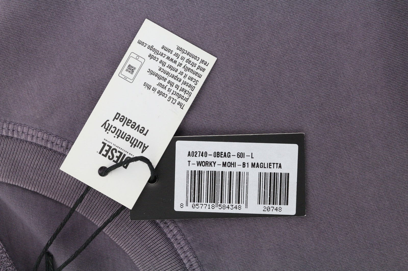 DIESEL T-Worky-Mohi-B1 Mens T-Shirt L Short Sleeve Crew Neck Tricot  RRP€90