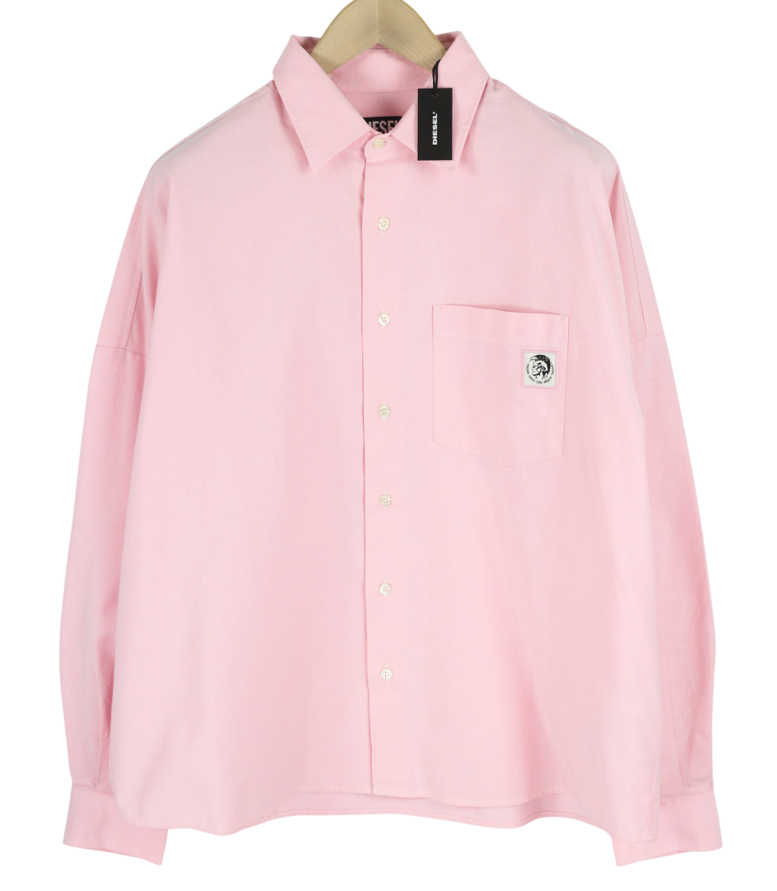 DIESEL S-Loomy-OX Mens Shirt L RRP€150 Button Up Spread Neck Patch Pocket Pink
