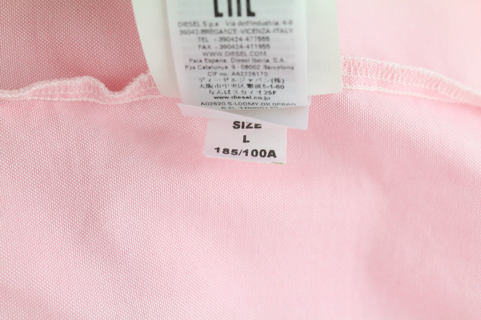 DIESEL S-Loomy-OX Mens Shirt L RRP€150 Button Up Spread Neck Patch Pocket Pink