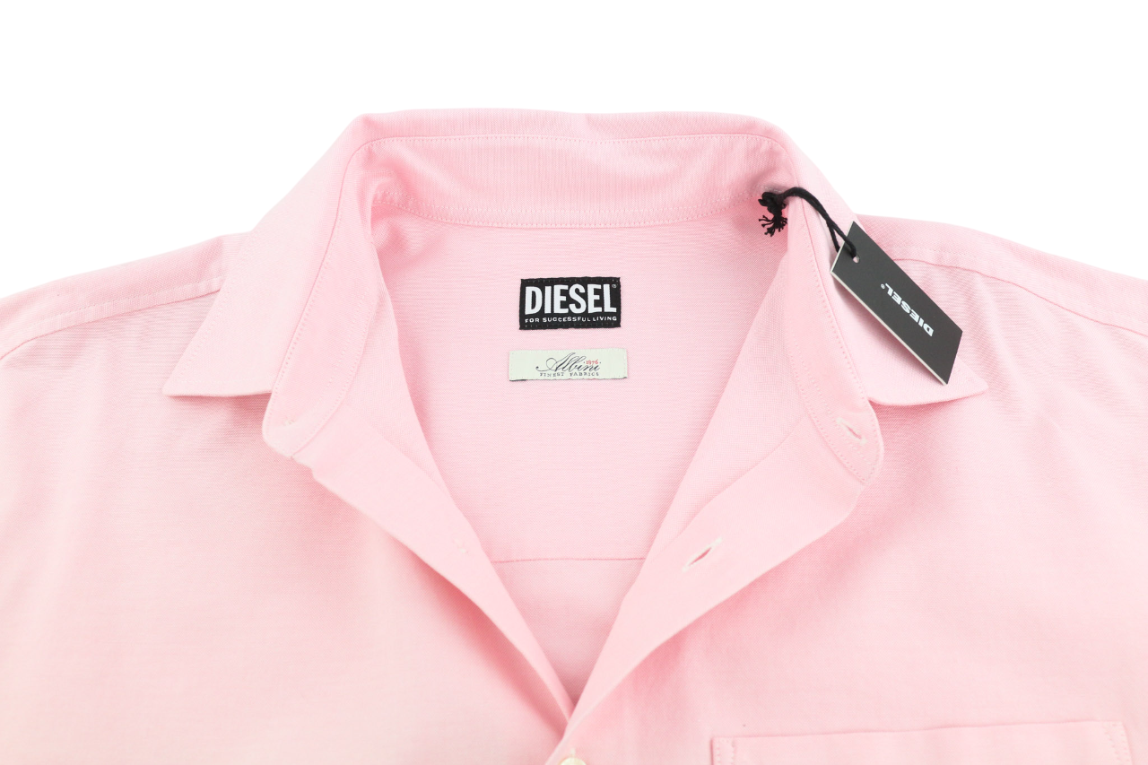 DIESEL S-Loomy-OX Mens Shirt L RRP€150 Button Up Spread Neck Patch Pocket Pink