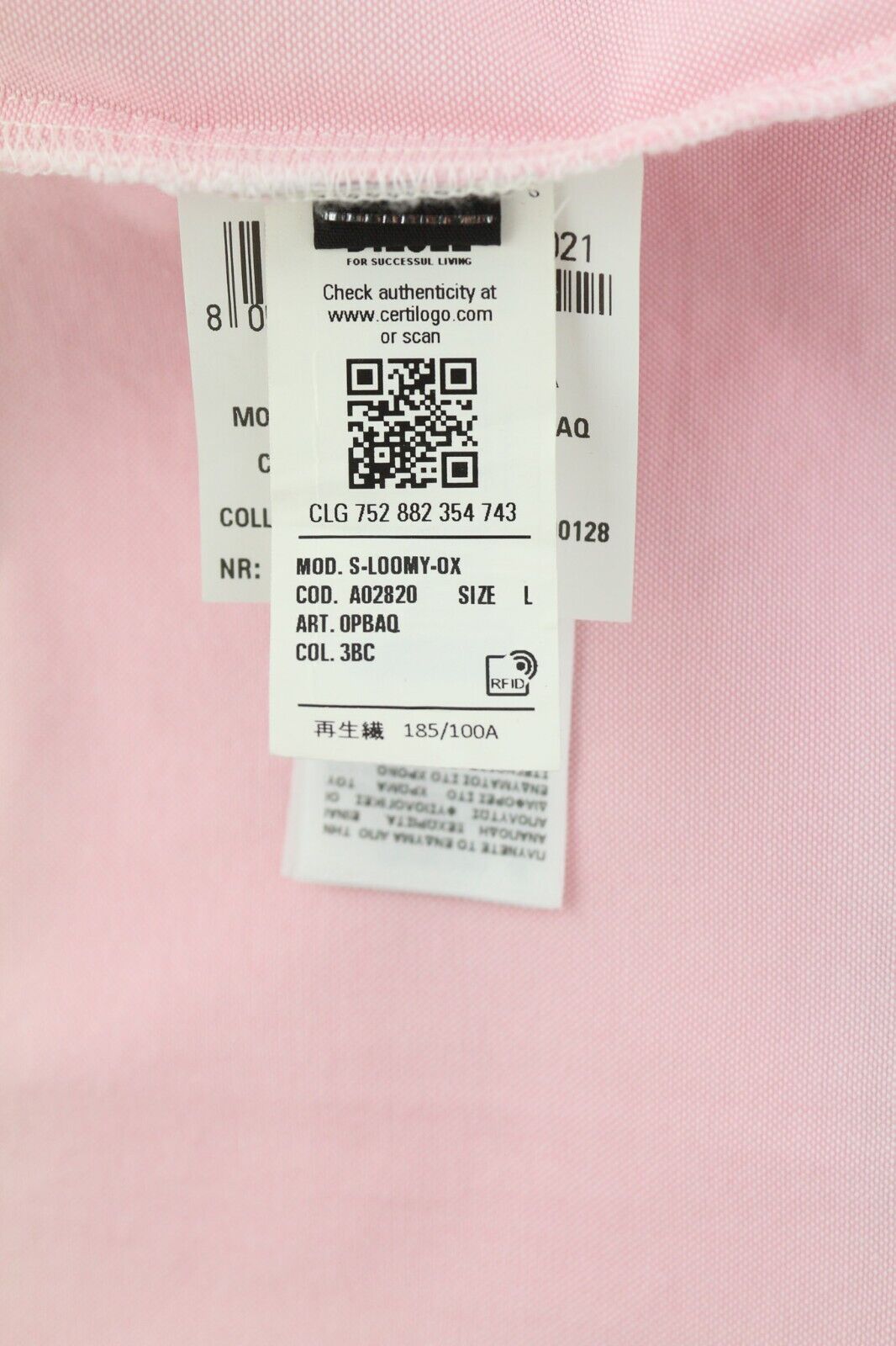 DIESEL S-Loomy-OX Mens Shirt L RRP€150 Button Up Spread Neck Patch Pocket Pink