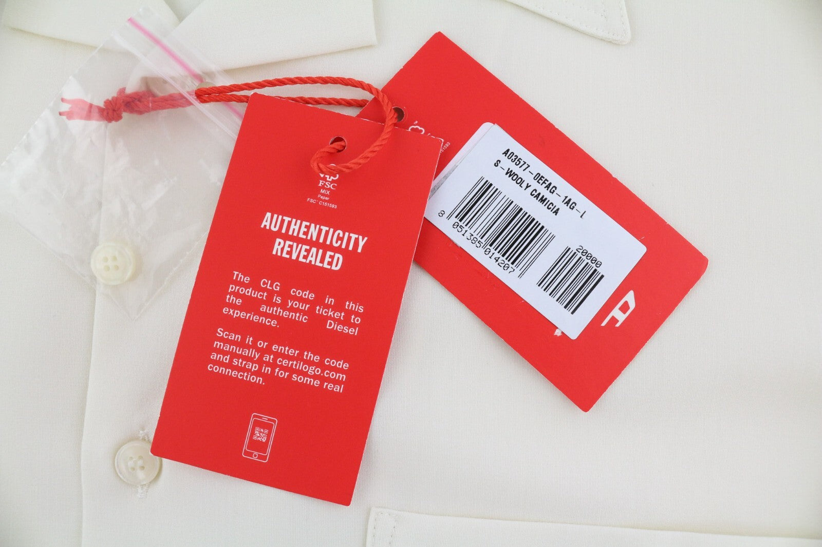 DIESEL S-Wooly Mens Shirt L RRP€195 Wool  Button Up Pocket Notched Collar