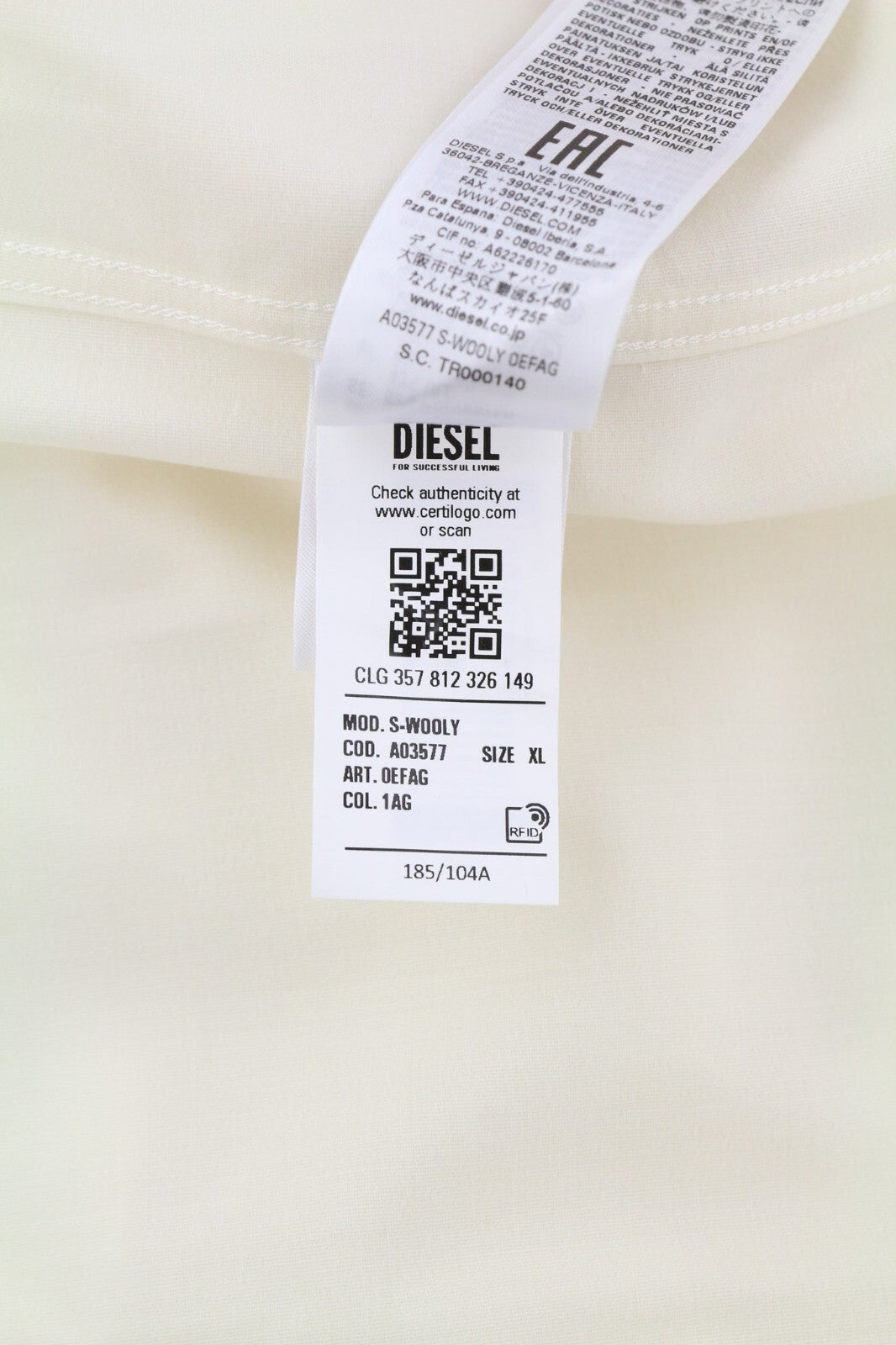 DIESEL S-Wooly Mens Shirt XL RRP195 Wool  Button Up Pocket Notched Collar