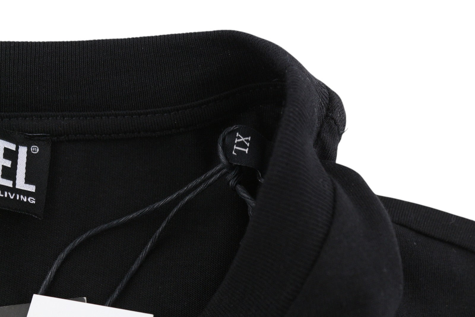 DIESEL T-Just-LS-Slits-B53 Men T-Shirt XL Black Pullover Crew Collar