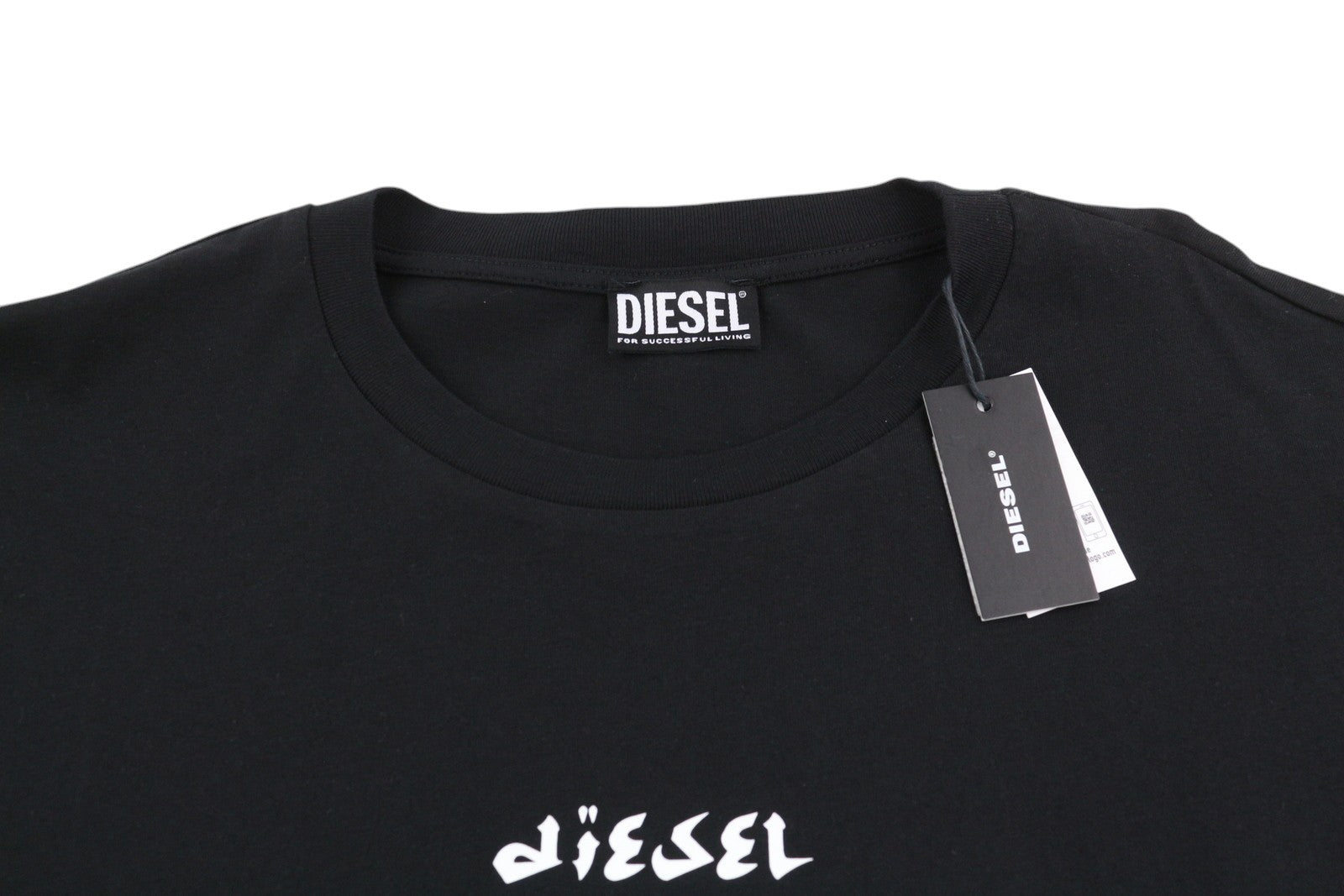 DIESEL T-Just-LS-Slits-B53 Men T-Shirt L Black Pullover Crew Collar