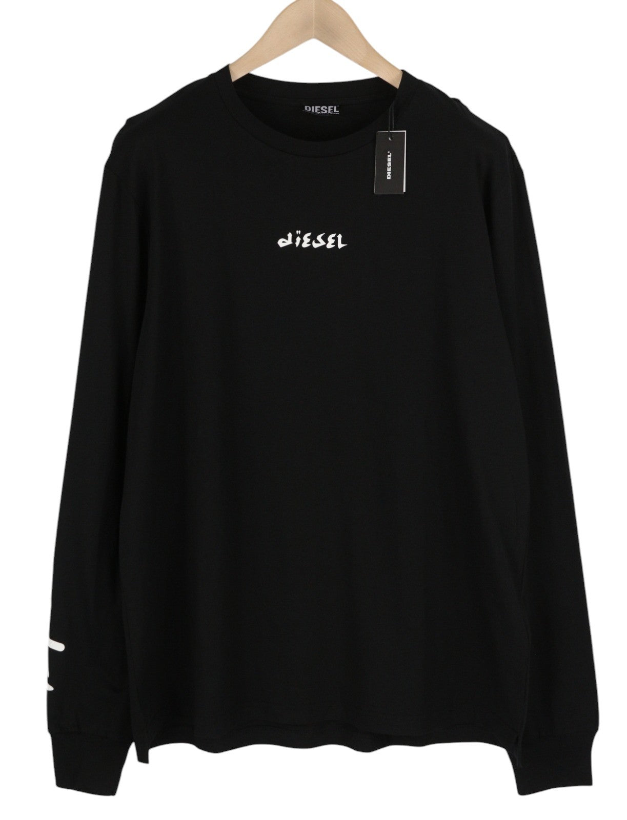 DIESEL T-Just-LS-Slits-B53 Mens T-Shirt 3XL Black Pullover Crew Collar