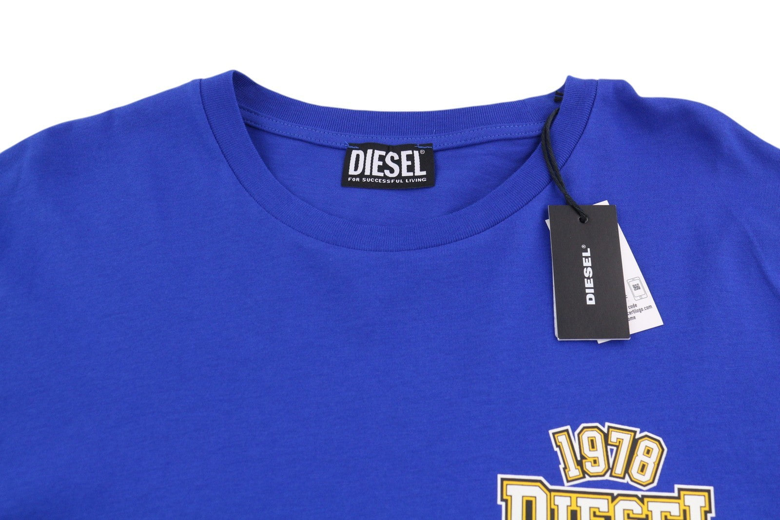 DIESEL T-Diegos-LS-K27 Men T-Shirt XL Mid Blue Pullover Crew Neck