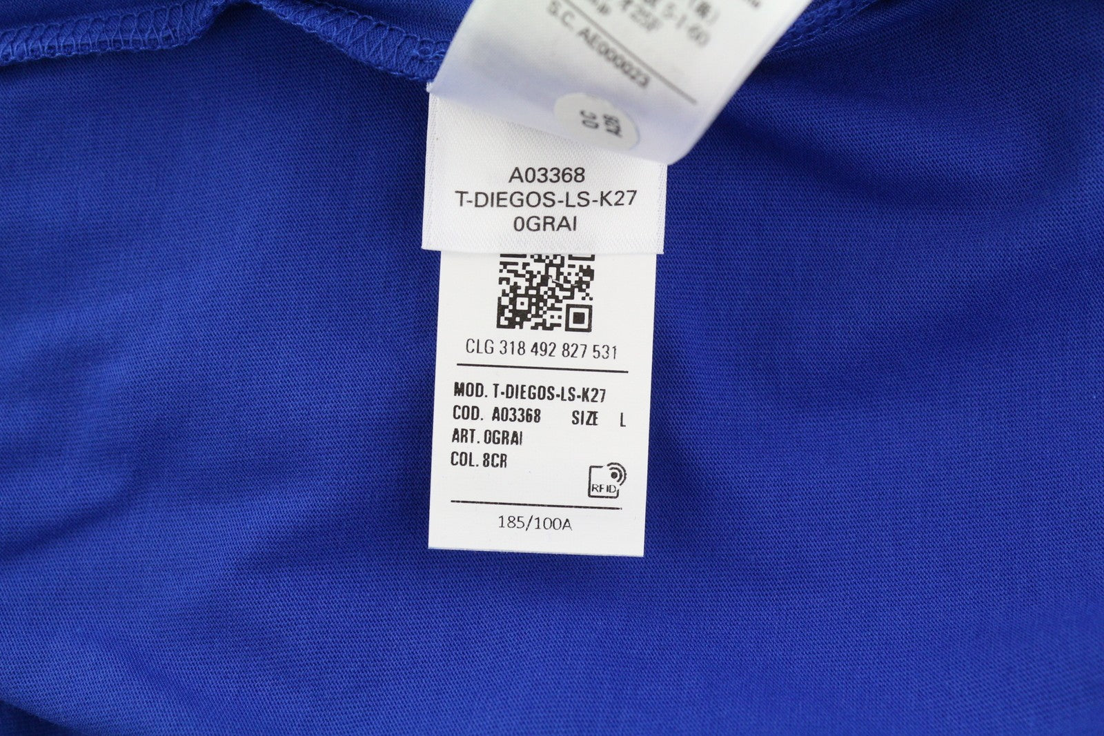 DIESEL T-Diegos-LS-K27 Men T-Shirt L Mid Blue Pullover Crew Neck Long Sleeve