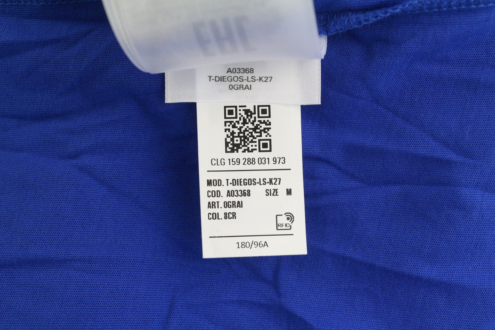 DIESEL T-Diegos-LS-K27 Men T-Shirt M Mid Blue Pullover Crew Collar