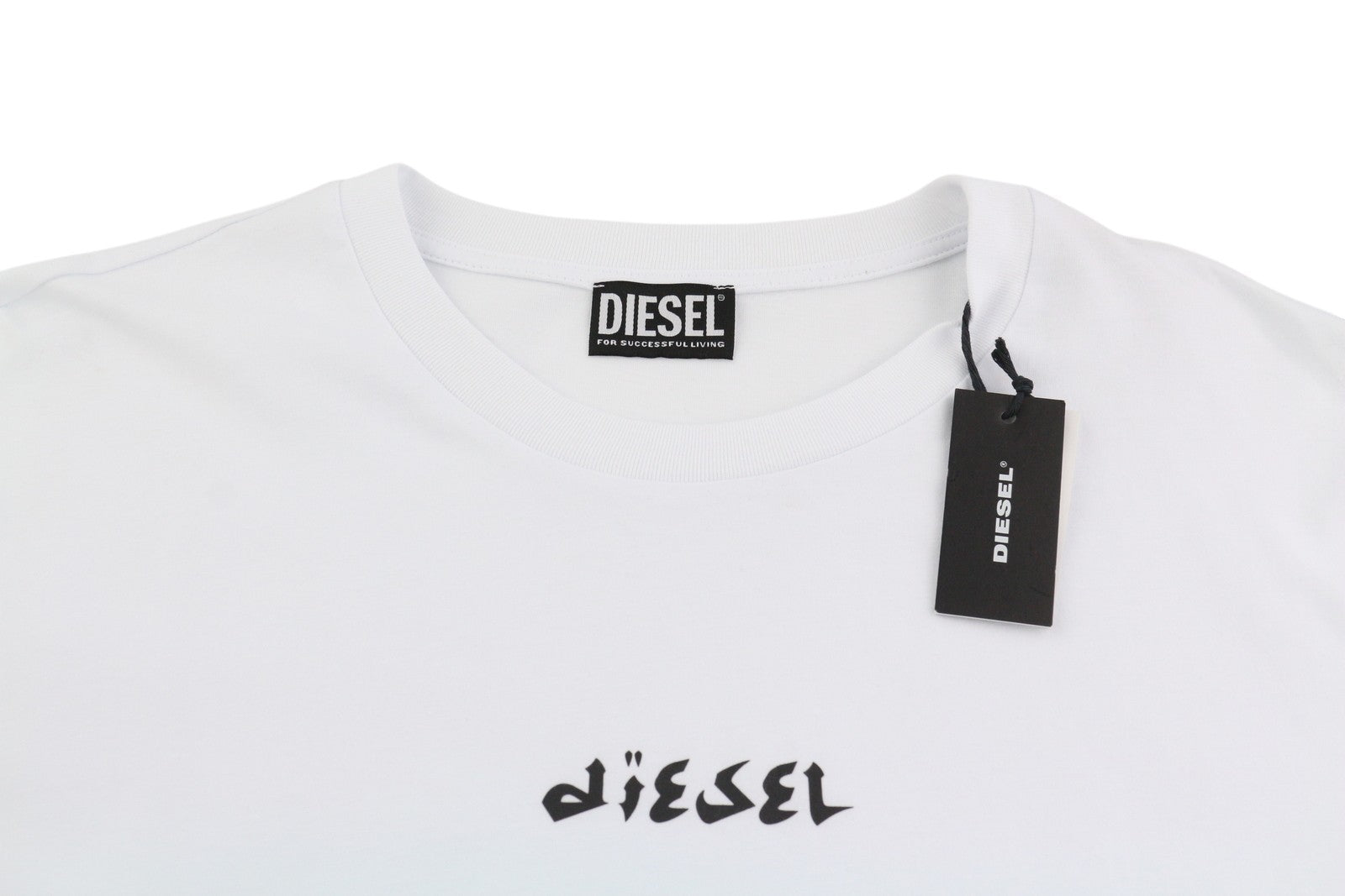DIESEL T-Just-LS-Slits-B53 Men T-Shirt XL White Pullover Crew Neck