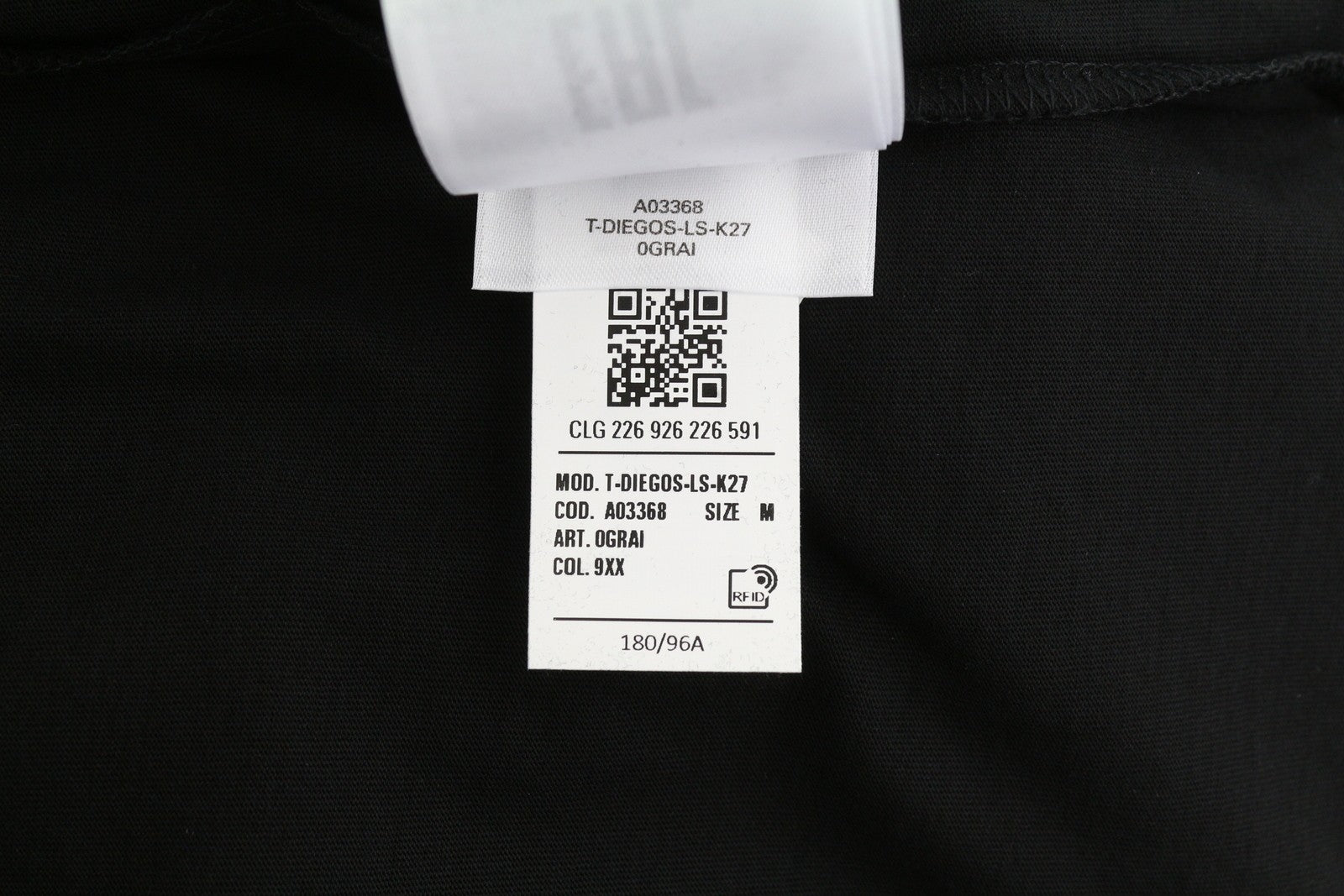 DIESEL T-Diegos-LS-K27 Men's T-Shirt M Black Pullover Crew Collar