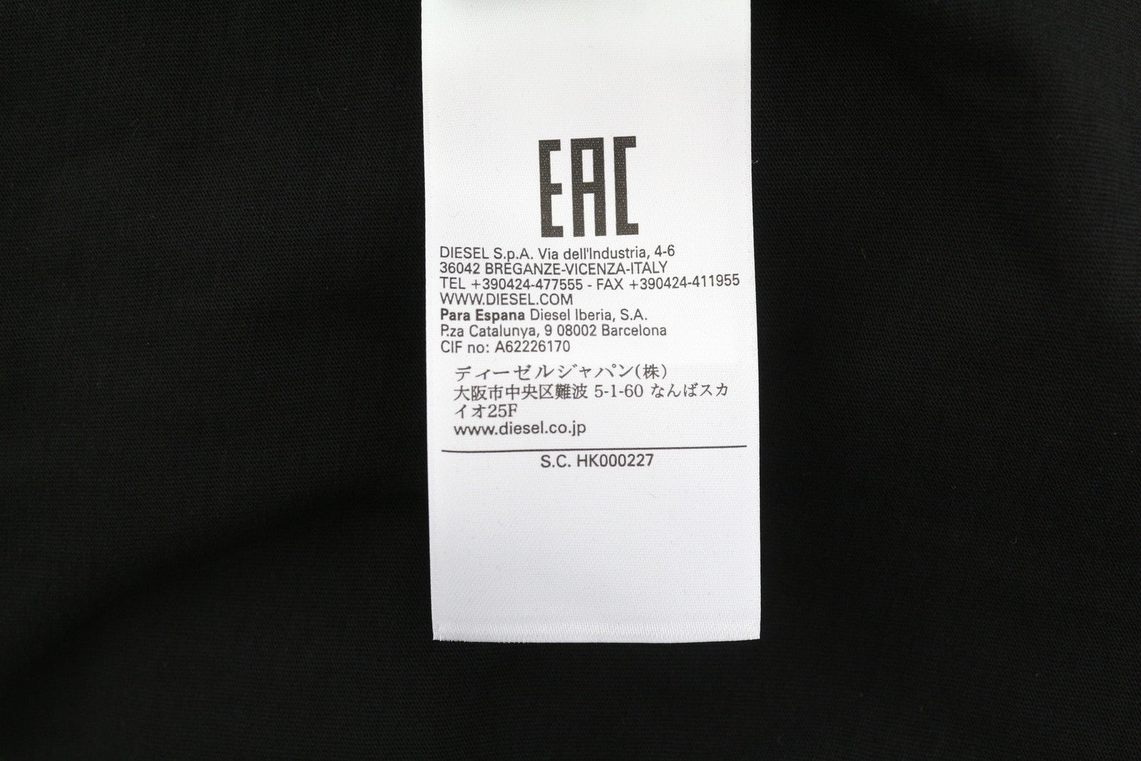 DIESEL T-Diegos-LS-K27 Mens T-Shirt 2XL Black Pullover Crew Neck