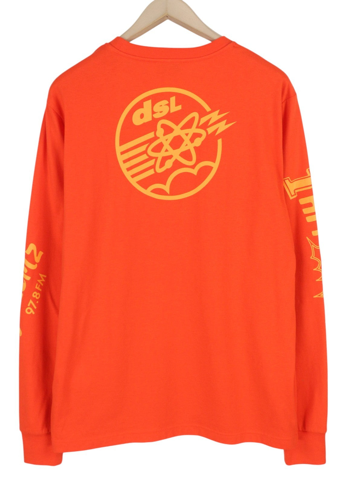 DIESEL T-Just-LS-E6 Mens T-Shirt L Orange Pullover Long Sleeve Crew Collar