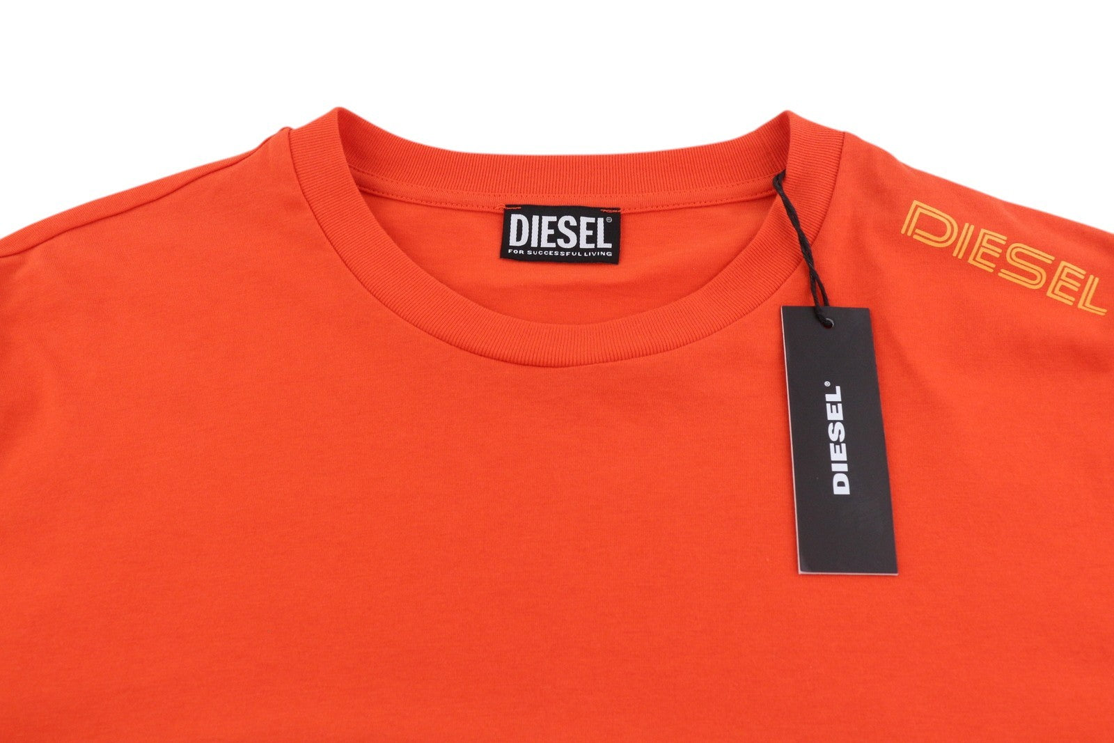 DIESEL T-Just-LS-E6 Mens T-Shirt L Orange Pullover Long Sleeve Crew Collar