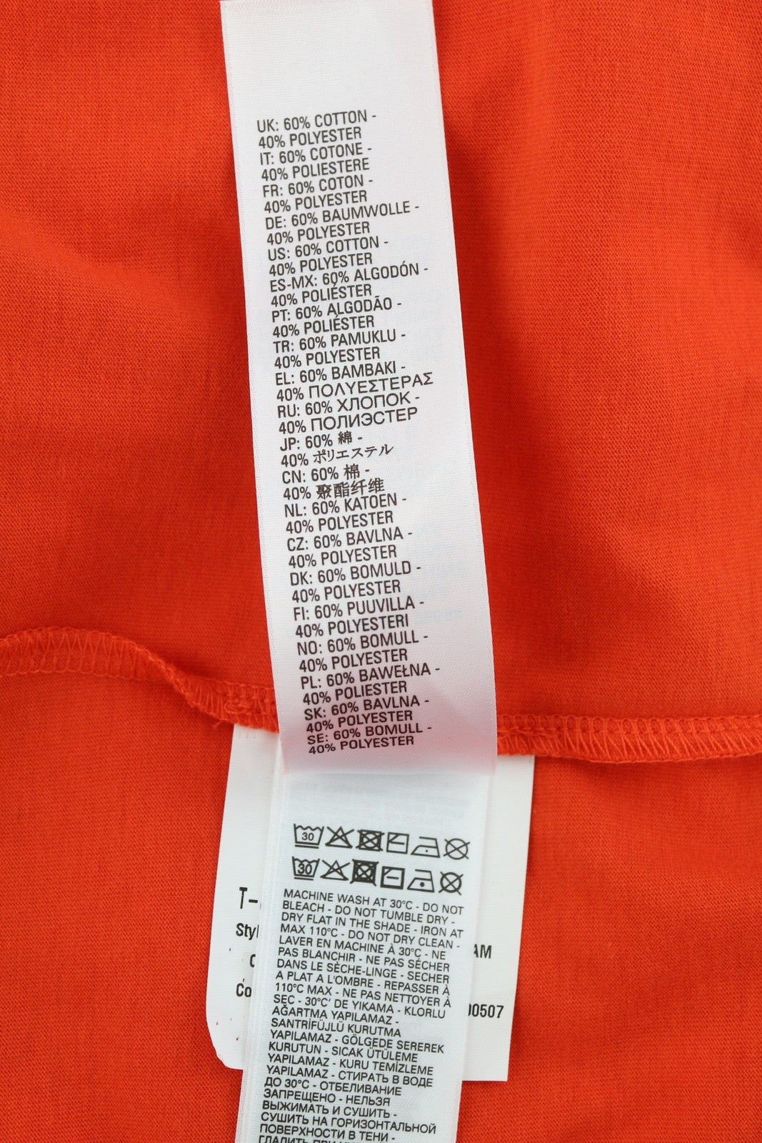 DIESEL T-Just-LS-E6 Mens T-Shirt L Orange Pullover Long Sleeve Crew Collar