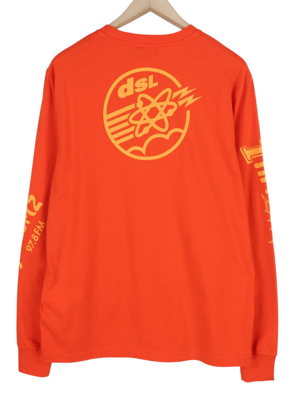 DIESEL T-Just-LS-E6 Men T-Shirt L Orange Pullover Long Sleeve Crew Collar Tricot