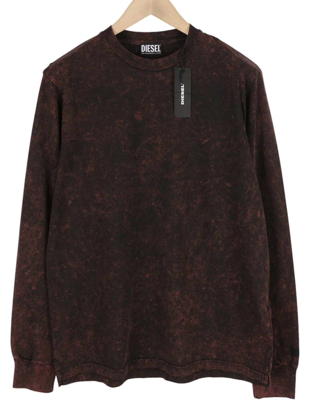 DIESEL T-Glyn Mens T-Shirt M Long Sleeved Acid Wash Effect Crew Neck  RRP125