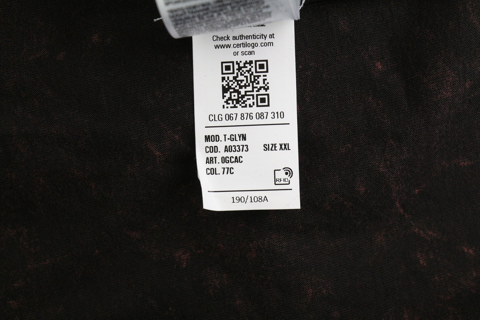 DIESEL T-Glyn Mens T-Shirt 2XL Long Sleeve Acid Wash Effect Crew Collar RRP€125