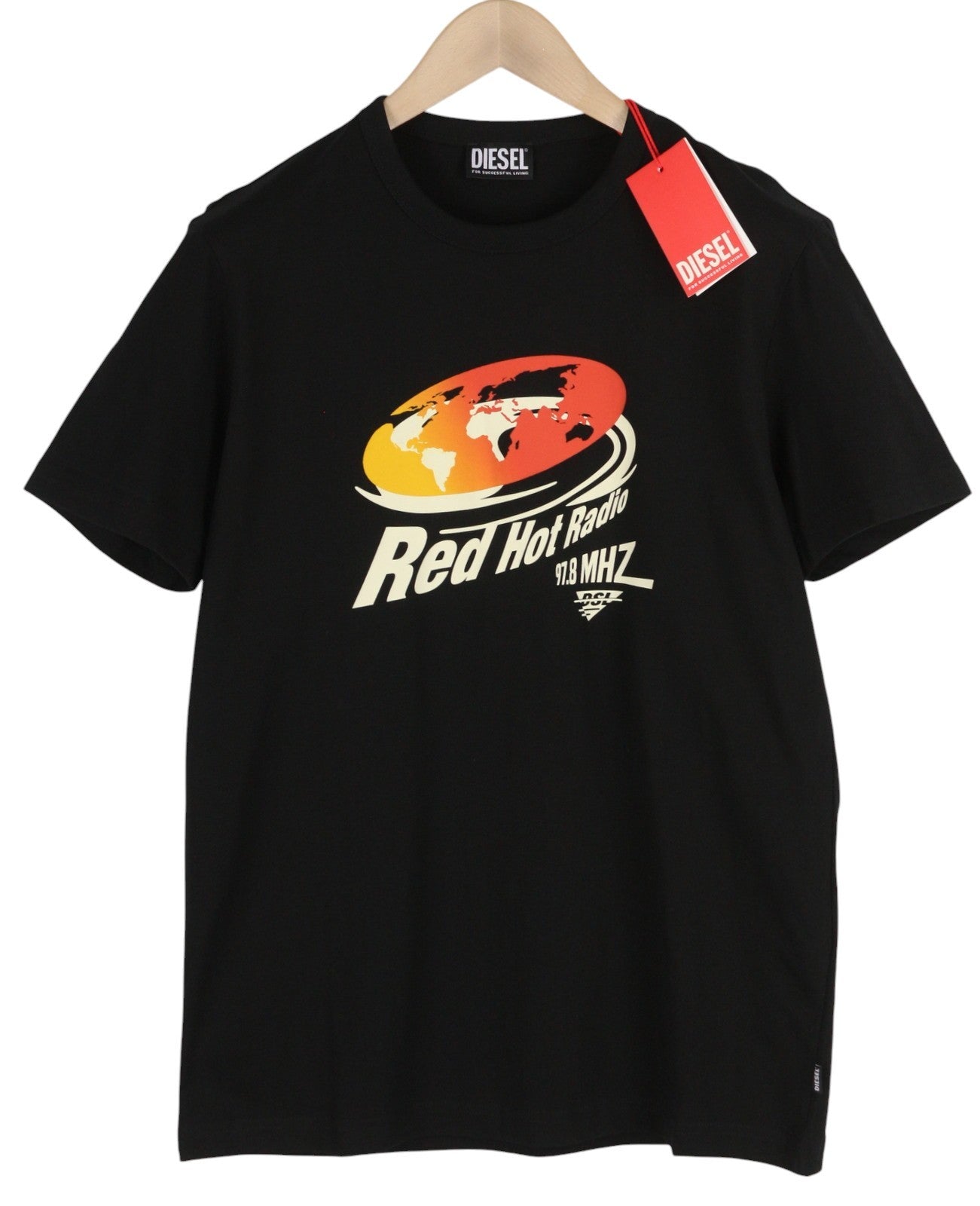 DIESEL T-Diegor-E3 Mens T-Shirt L Black Short Sleeved Crew Collar  Tricot