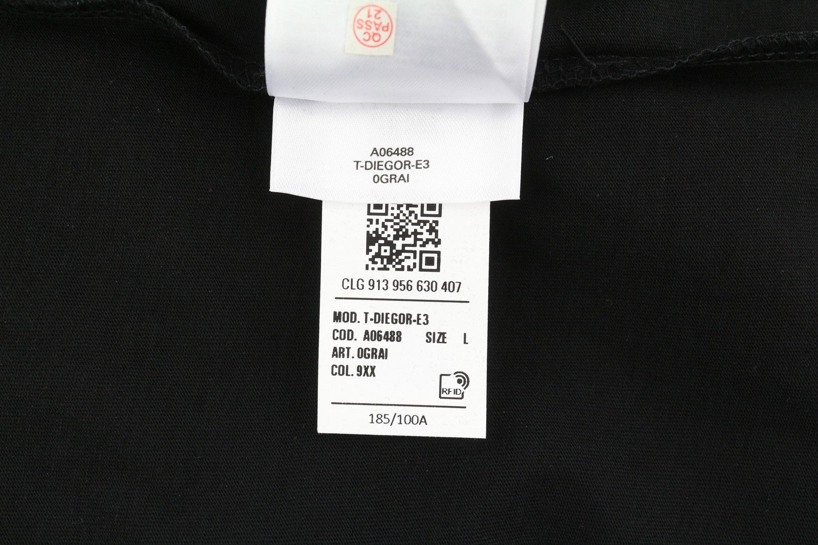 DIESEL T-Diegor-E3 Mens T-Shirt L Black Short Sleeved Crew Collar  Tricot