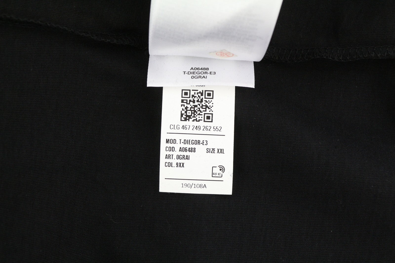 DIESEL T-Diegor-E3 Mens T-Shirt 2XL Black Short Sleeve Crew Collar  Tricot