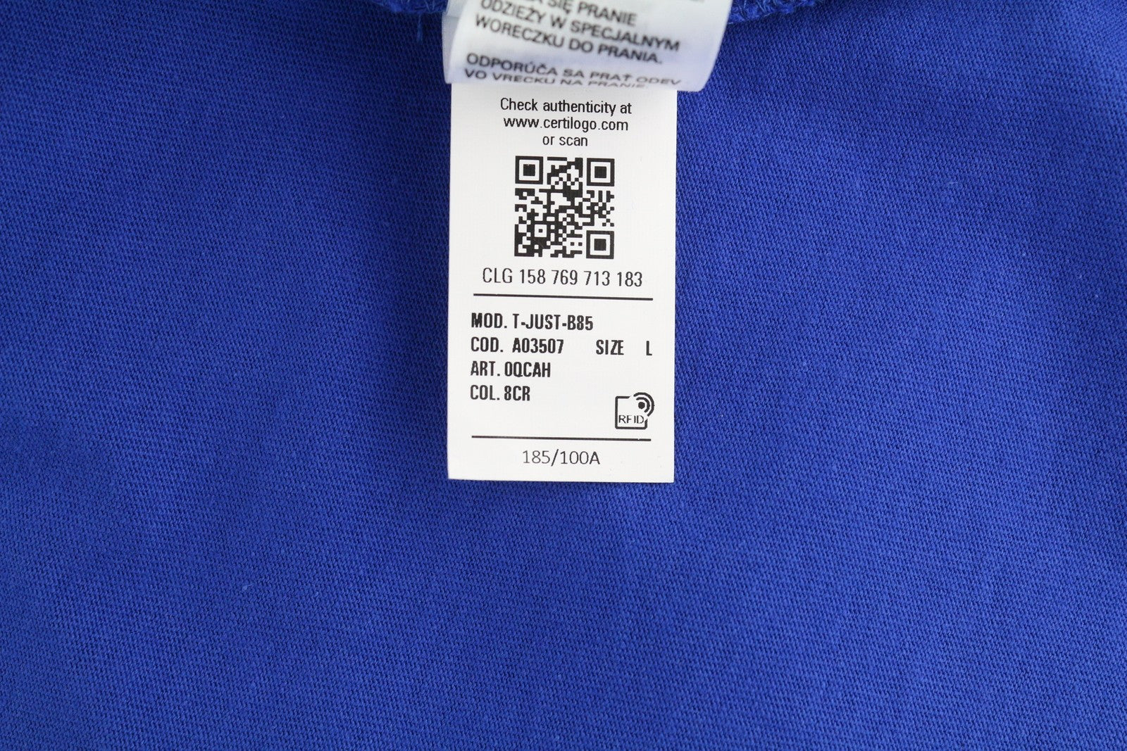 DIESEL T-Just-B85 Mens T-Shirt L Blue Short Sleeved Crew Collar  Tricot