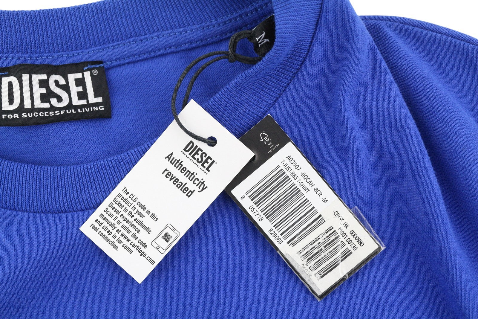 DIESEL T-Just-B85 Mens T-Shirt M Blue Short Sleeve Crew Collar  Tricot