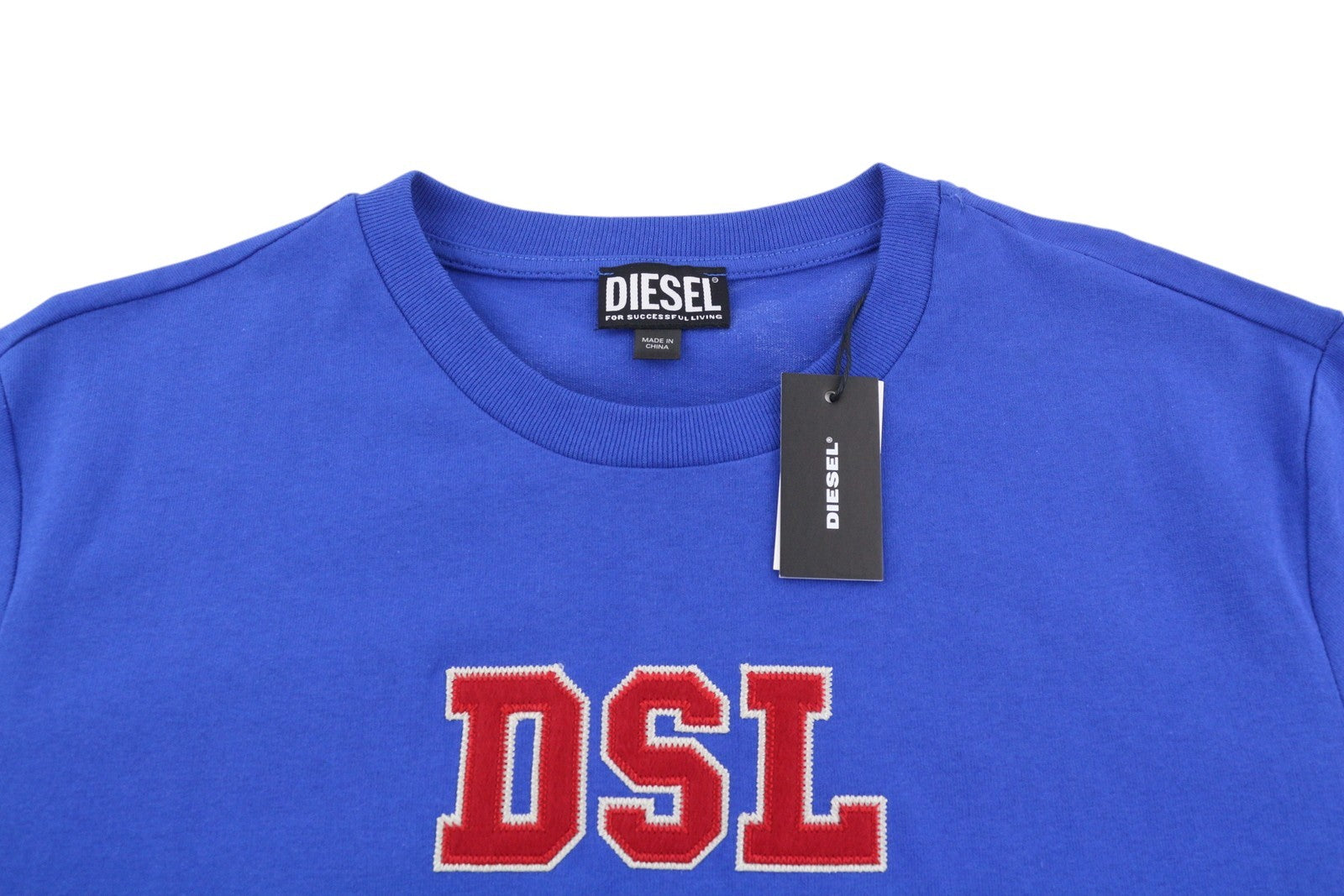DIESEL T-Just-B85 Mens T-Shirt XL Blue Short Sleeve Crew Collar  Tricot