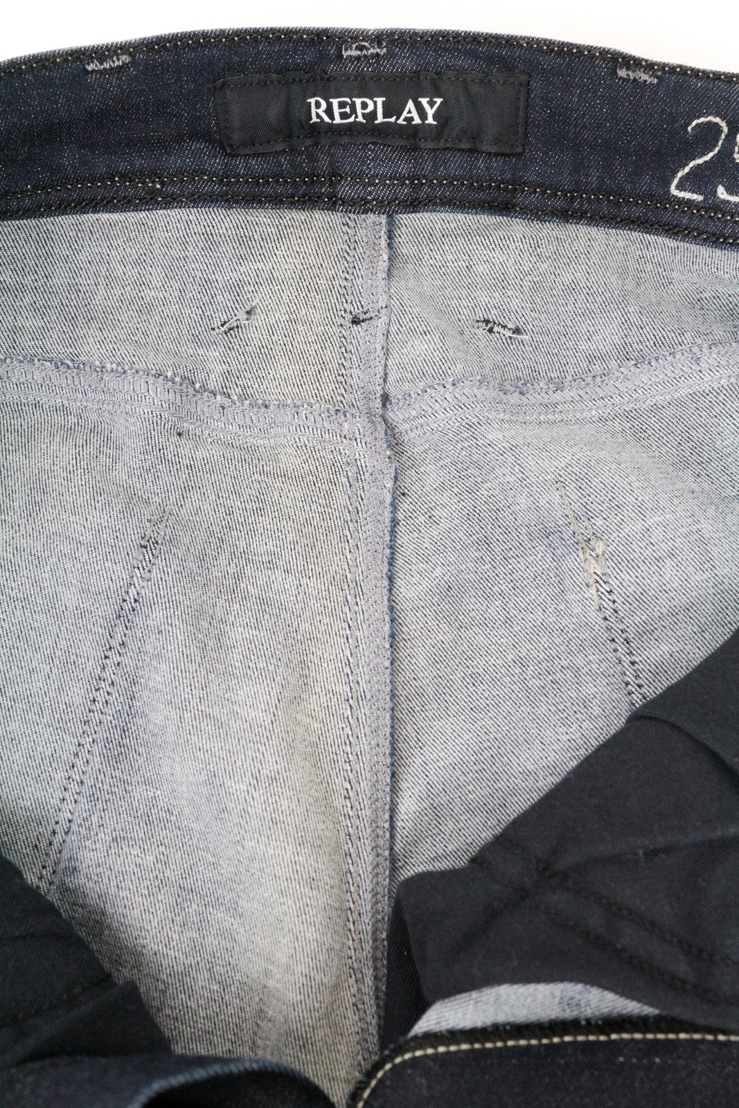 REPLAY Anbass Men's W29/L32 Dark Blue Slim Hyperflex Jeans Fitted Zip Fly