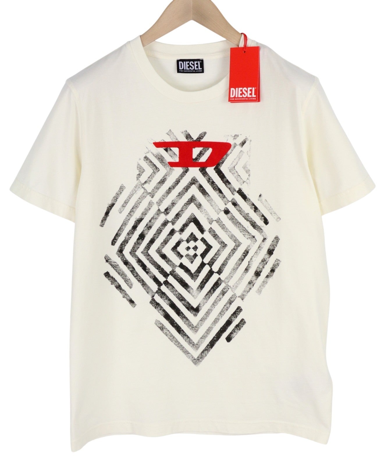 DIESEL T-Diegor-C16 Mens T-Shirt L Off White Short Sleeve Crew Collar  Tricot